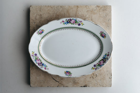 【アンティーク品】ヨーロッパ 花柄楕円皿(中)