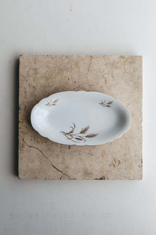 【アンティーク品】ヨーロッパ 花柄楕円皿(小)